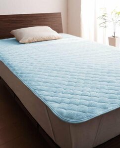  towel ground mattress pad. single goods ( mattress for mattress for ) semi-double size color - powder blue / cotton 100% pie ru...