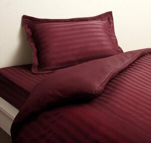 高級ホテル ベッド用 ボックスシーツ の単品(マットレス用カバー) セミダブルサイズ 色-ワインレッド/ 洗える