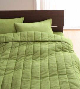 タオル地 タオルケット と 敷パッド のセット セミダブルサイズ 色-モスグリーン/綿100%パイル 洗える