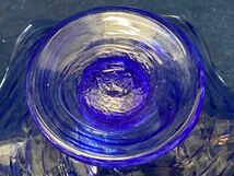 昭和レトロ ☆ 藍色 渦吹雪文 氷コップ ☆ -吹きガラス- (アイスカップ)　検索ー和ガラス 大正浪漫 ビンテージガラス 　　 _画像9