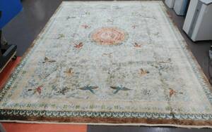 大判 大型 手織り シルク100% 中国段通 絨毯 カーペット ラグ 幅333c