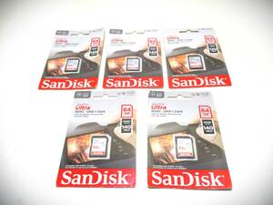 * unused SanDisk SanDisk Ultra SDXC UHS-I card 64GB 5 sheets *