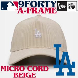 【海外限定】ニューエラ ロサンゼルスドジャース 9FORTY Aフレーム ベージュ new era Dodgers コーデュロイ