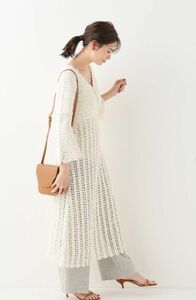 イエナ ロング ワンピース リネン 編み ナチュラル 美品 ニット 白