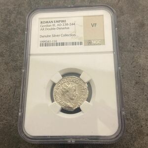 古代銀貨　古代ローマ帝国　デナリウス銀貨　Double-Denarius ゴルディアン3世