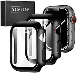 【2枚セット】 Apple Watch 用ケース 38mm YOFITAR アップルウォッチ保護ケース ガラスフィルム 一体型 s