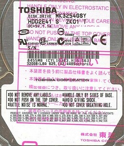 TOSHIBA(東芝) ノート用HDD 2.5inch MK3254GSY 320GB [管理:20346022]