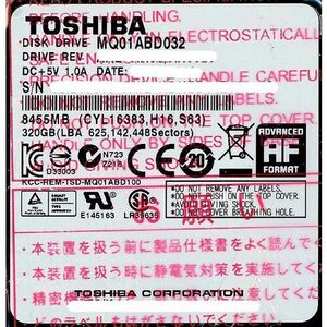 TOSHIBA(東芝) ノート用HDD 2.5inch MQ01ABD032 320GB [管理:20346009]