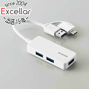 【ゆうパケット対応】ELECOM エレコム製 USB Type-C変換アダプター付きUSBハブ U3H-CAK3005BWH ホワイト [管理:1000028244]