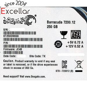 【中古】SEAGATE製HDD ST250DM000 250GB SATA600 7200 4000～5000時間以内 [管理:1050023445]