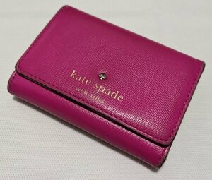 ■ケイトスペード 名刺入れ カード入れ 定期入れ 小銭入れ レザー ２つ折り ルビー kate spade new york■