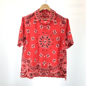 【中古】Supreme21SS Bandana Silk S/S Shirt　RED[240091354834]