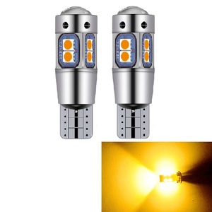 [2個セット] 爆光 T10/T16 LED キャンセラー内蔵 無極性 アンバー オレンジ 橙 12V/24V 共用 【送料無料】