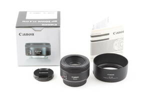 AA- (極上品) Canon キヤノン EF 50mm F1.8 STM フード付き 初期不良返品対応 領収書発行可能