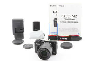 A+ (美品) Canon EOS M2 EF M18-55mm F3.5-5.6 IS STM レンズキット ブラック 初期不良返品対応 領収書発行可能
