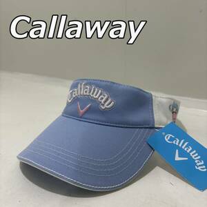 【Callaway】キャロウェイ ゴルフウェア ロゴ ベアー クマ ハート 刺繍 サンバイザー キャップ 帽子 白 水色 ホワイト ライトブルー