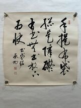 「啓功書 書法鏡心」近代書家 肉筆紙本 真作【仁】掛け軸 書画立軸 巻き物 中国書画 蔵出 畫芯約60×59cm_画像2