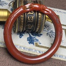 ◆古寳堂◆清 瑪瑙製 細密彫 雙龍戲珠腕輪 根付 裝身具 極細工 古置物 古擺件 中国古美術 時代物 古董品_画像7