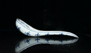 ◆古寳堂◆明 宣德年製款 青花 梵文 湯勺 古陶瓷品 極細工 古置物 古擺件 中国古美術 時代物 古董品