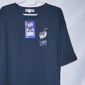 新品 Tシャツ XL キュルガ 夜は猫といっしょ マンチカン アニメ 刺繍 半袖