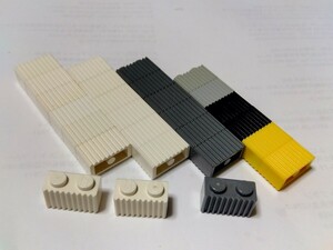 LEGO レゴ ブロック　パーツ　　1×2　グリル　5色　計27個セット　ホワイト、グレー、ブラック、イエロー