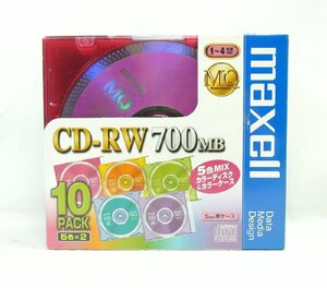 新品未使用 maxell/マクセル CD-RW 700MB 10パック 5色×2 1～4倍速対応 5mm厚ケース データ用 カラーディスク MQディスク 書き換え型