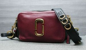 マークジェイコブス ソフトショット ショルダーバッグ ボルドー×ブラック レザー G金具 MARC JACOBS