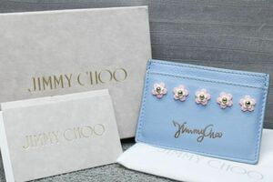 ジミーチュウ カードケース ライトブルー フラワーモチーフ Jimmy Choo