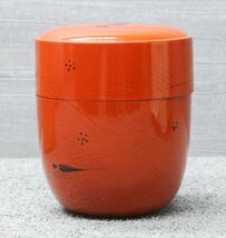 ⑨ 美品 曙棗 朱漆松鶴文 漆 茶道具_画像4