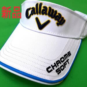 f1 新品★callaway キャロウェイ ロゴ つば広サンバイザー 送料無料★帽子 テニス ゴルフスポーツに★フリーサイズ ホワイト白色 男女兼用