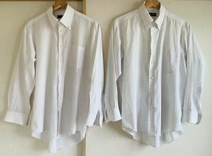 【中古】メンズ　ビジネス　ボタンダウン　シャツ　ワイシャツ　2枚セット　
