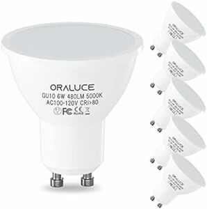 ORALUCE LED電球 GU10口金 スポットライト 50W形相当 6W 480lm 5000K 昼白色 調光不可 省エネ 長