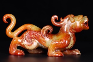  ▽鴻▽漢・和田玉・高古玉彫・瑞獣置物 時代物 中国古美術 骨董品