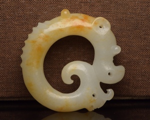  ▽鴻▽漢・和田玉彫・猪龍彫り件 時代物 中国古美術 骨董品