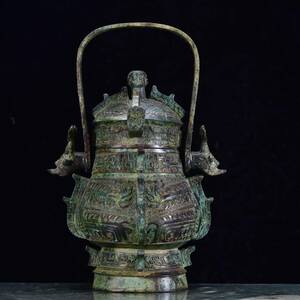  ▽鴻▽西周・館蔵珍品・青銅器・提梁壺 時代物 中国古美術 骨董品