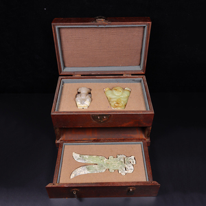  ▽鴻▽漢・和田玉・高古玉彫・彫り件セット 3点・多宝箱 時代物 中国古美術 骨