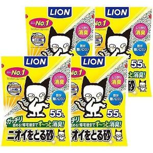 ★無香料★ (ケース販売) 5.5Lx4袋 鉱物タイプ (LION 猫砂 PET) ライオン 【.co.jp限定】