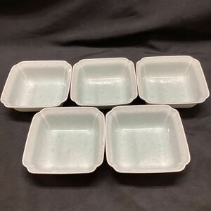 たち吉　青磁 小鉢 5個セット 角皿 小皿 食器 陶器 和食器 中鉢 橘吉
