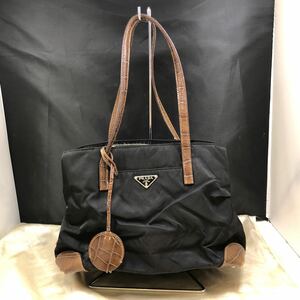 PRADA プラダ トートバッグ ハンドバッグ バッグ カバン ナイロン レザー 鍵付 ブラック 黒 ジャンク品