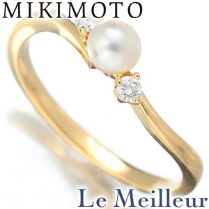  Mikimoto машина b дизайн жемчуг кольцо кольцо Akoya жемчуг 4.10mm бриллиант K18 9 номер MIKIMOTO б/у pre Rav do возвращенный товар OK[5%OFF купон на 