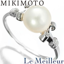 ミキモト デザインリング 指輪 アコヤ真珠 8.18mm ダイヤモンド WGK14 17号 MIKIMOTO 中古 プレラブド 返品OK『5％OFFクーポン対象』_画像1