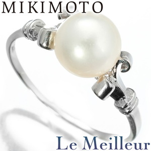 ミキモト デザインリング 指輪 アコヤ真珠 8.18mm ダイヤモンド WGK14 17号 MIKIMOTO 中古 プレラブド 返品OK『5％OFFクーポン対象』