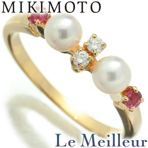  Mikimoto кольцо кольцо Akoya жемчуг 3.6mm рубин K18 6 номер MIKIMOTO б/у pre Rav do возвращенный товар OK[5%OFF купон объект ]