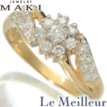 ジュエリーマキ フラワーデザインリング 指輪 ダイヤモンド 0.33ct K18 10号 MAKI 中古 プレラブド 返品OK『5％OFFクーポン対象』_画像1