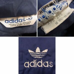 VINTAGE●adidas アディダス 70’s 80’s ウインドブレーカー ジャケット メンズ Mサイズ ネイビー レトロ オールド ロゴ刺繍 1円スタートの画像9