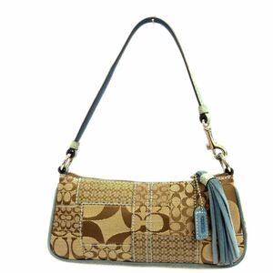 *COACH Coach patchwork shoulder bag accessory pouch lady's 3693 signature python leather regular goods 1 jpy start 