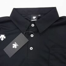 新品●DESCENTE デサント ポロ シャツ 半袖 ゴルフ ドライ ブラック ロゴ刺繍 メンズ 大きいサイズ XO 正規品 未使用 1円スタート_画像3