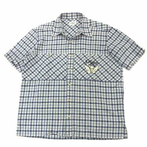 прекрасный товар обычная цена 2 десять тысяч 5000 иен *CASTELBAJAC Castelbajac рубашка с коротким рукавом linen хлопок проверка вышивка дизайн мужской стандартный товар 1 иен старт 