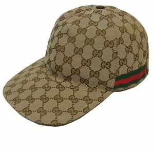 極美品◇GUCCI グッチ GG柄 シェリーライン キャップ 帽子 ユニセックス ベージュ/エボニー 200035 イタリア製 1円スタート