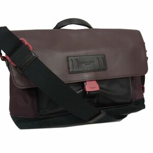 美品◇COACH Terrain Bike Bag F36089 テレイン バイクバッグ パフォレイテッドレザー フラップ メッセンジャーバッグ コーチ 1円スタート